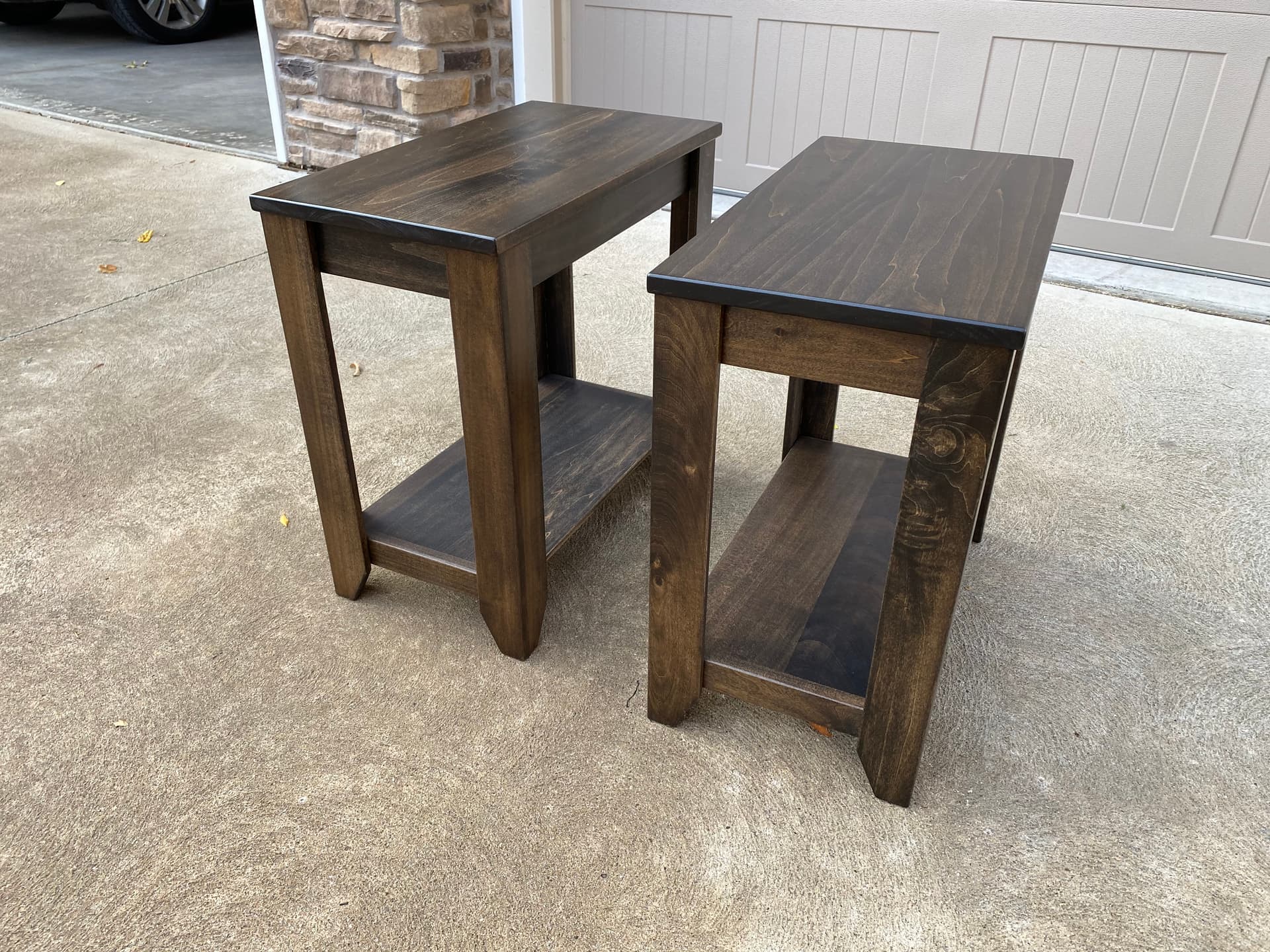 Dark Stained End Table Set