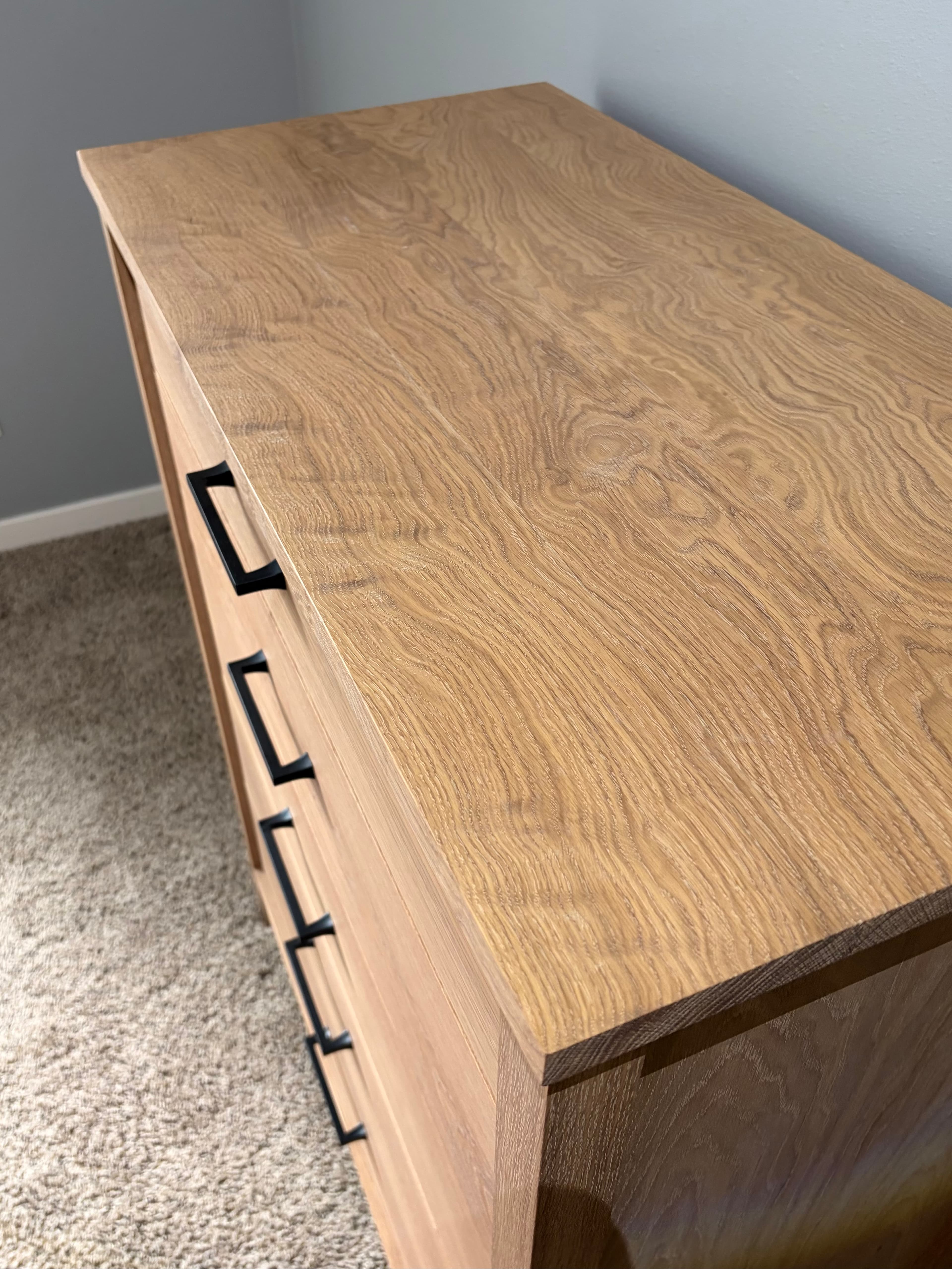 Chest top surface showing white oak grain