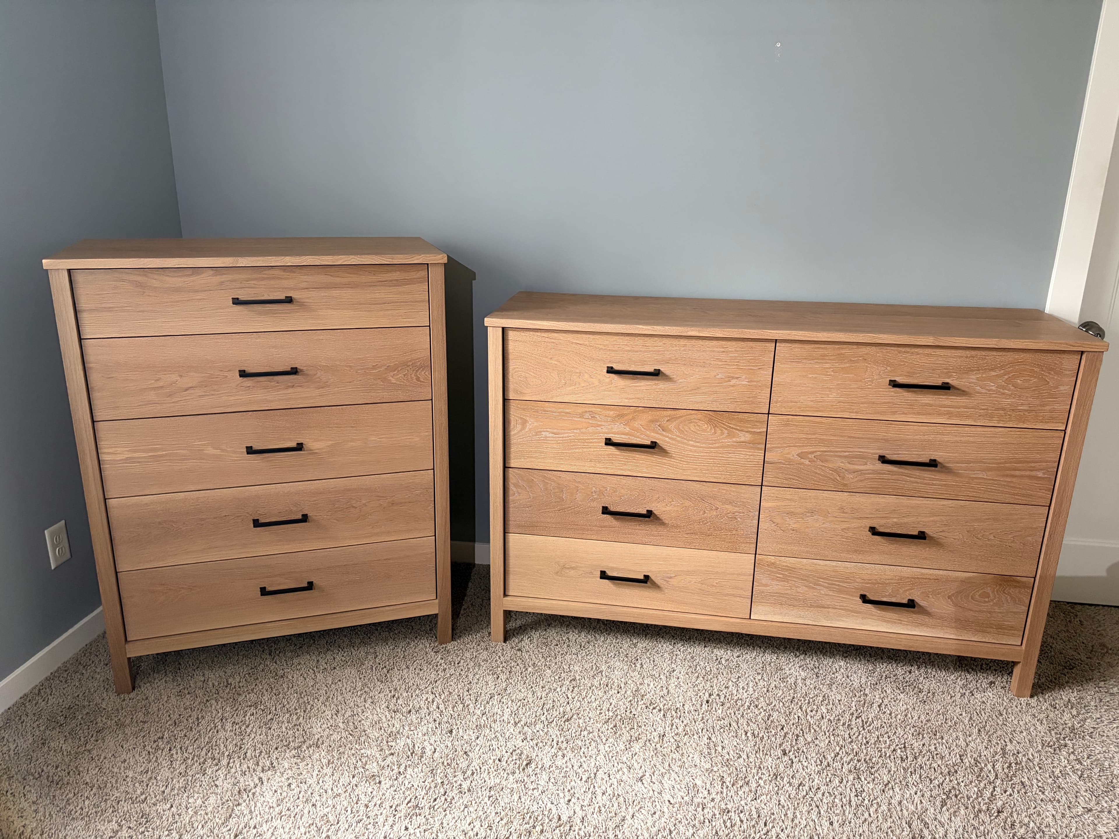 The Megan Set, white oak dresser and chest