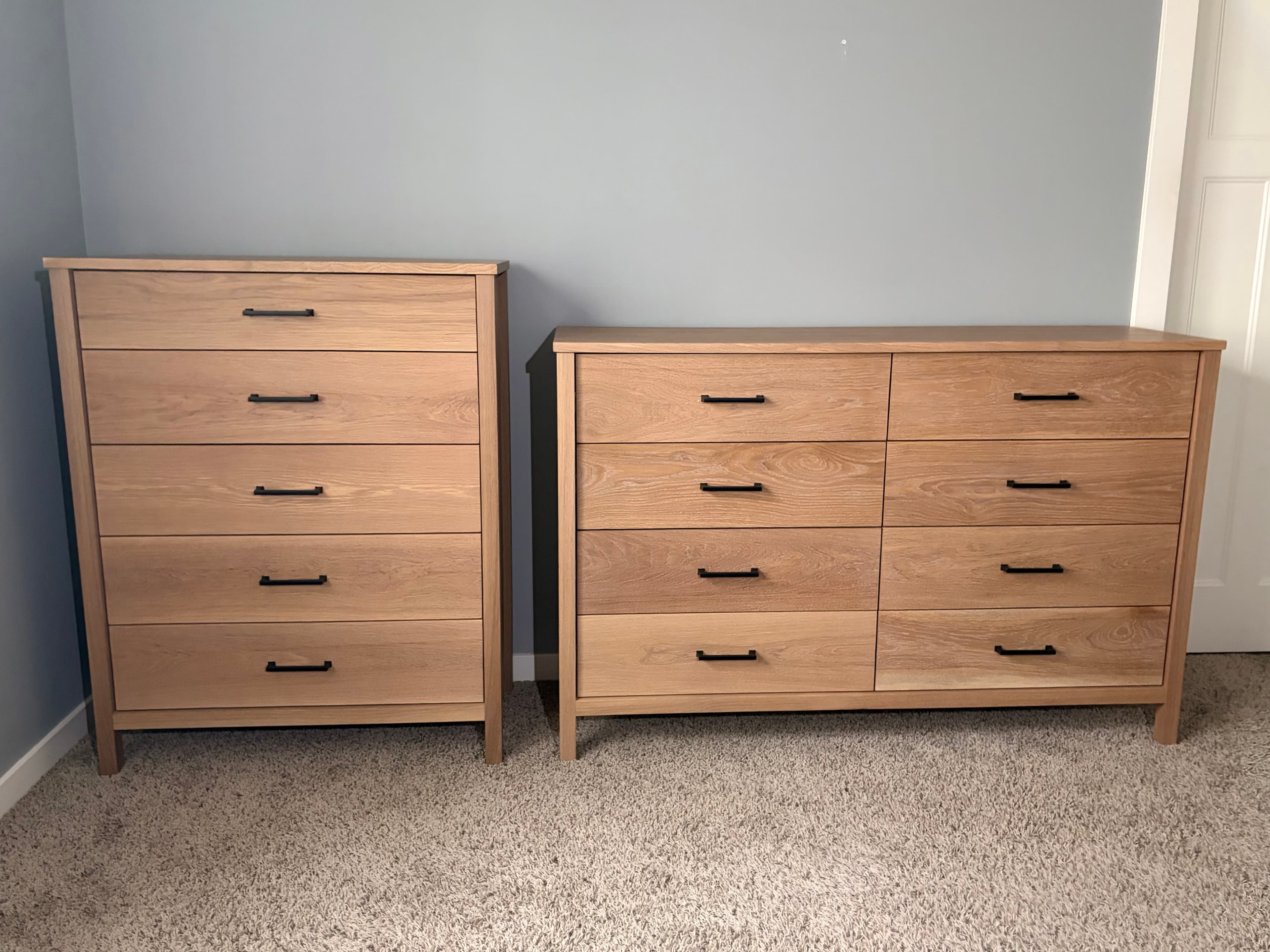 The Megan Set, white oak dresser and chest together